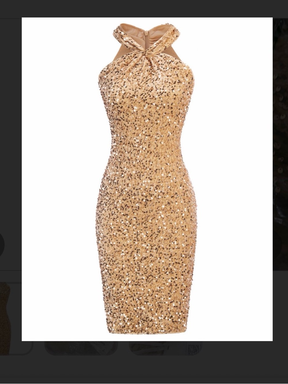 Grace Karin Gold Sequin Halter Sheath Dress
